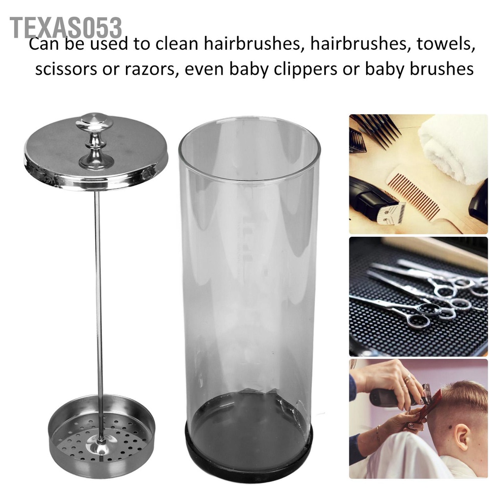 [Hàng Sẵn] Bình khử trùng dụng cụ cắt tóc - Bình thủy tinh đựng dung dịch khử trùng kéo cắt tóc với nắp thép không gỉ【Texas053】