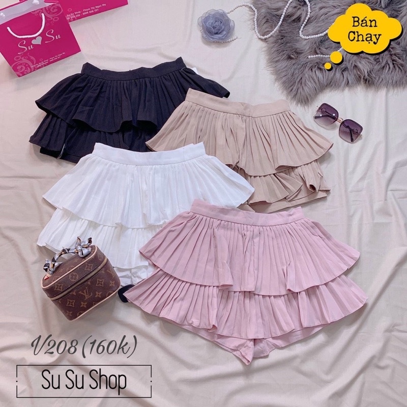 Chân váy 2 tầng dập ly 2 tầng xinh xắn