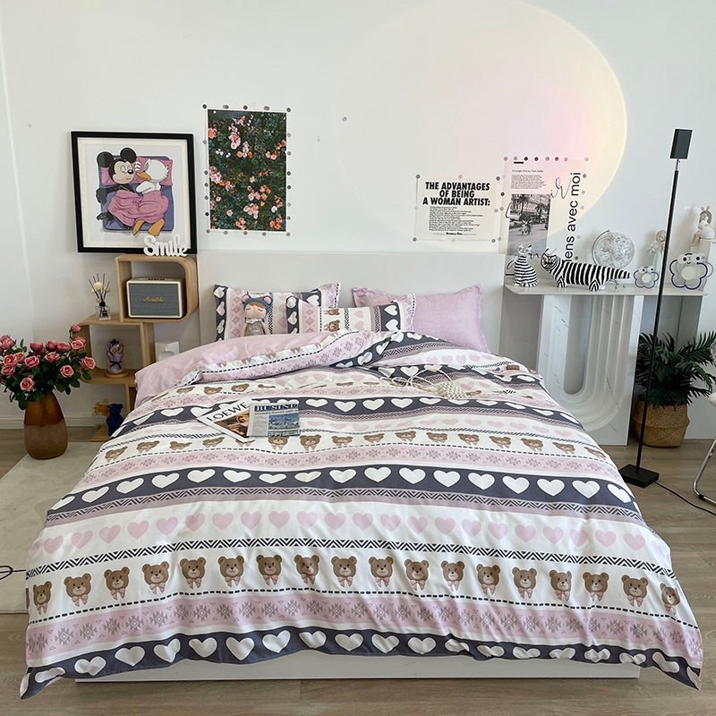 Chăn Ga Gối Đệm ❤️ cotton poly họa tiết kẻ đủ size đệm màu đen xám chăn ga gối hàn quốc nhập khẩu Mượt Decor