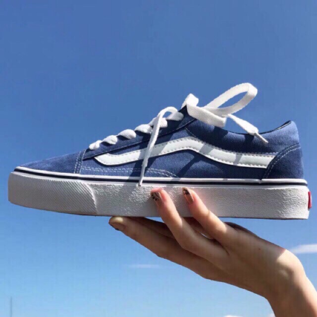 Giày van xanh da trời dáng ulzzang
