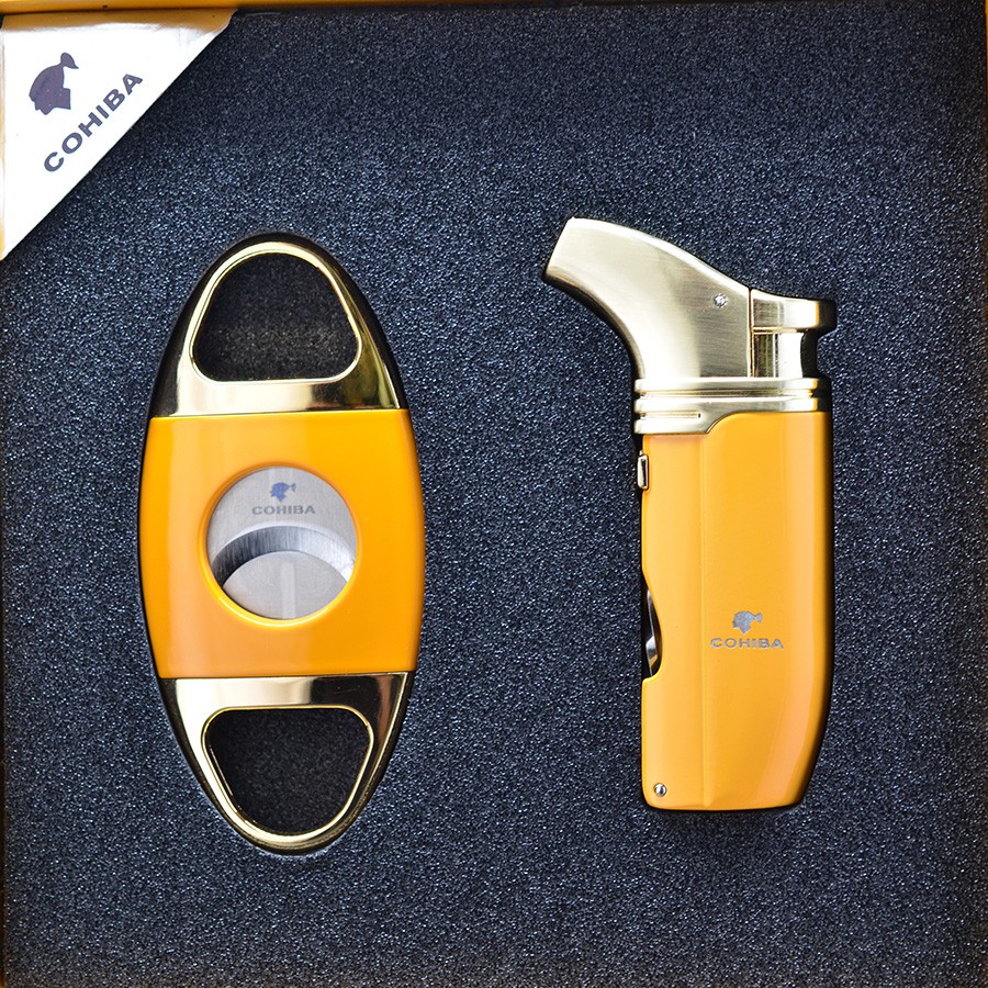 Set phụ kiện xì-gà chính hãng Cohiba 𝘽𝙖̣̂𝙩 𝙇𝙪̛̉𝙖 và D̴a̴o̴ ̴c̴ắ̴t̴ HB 422