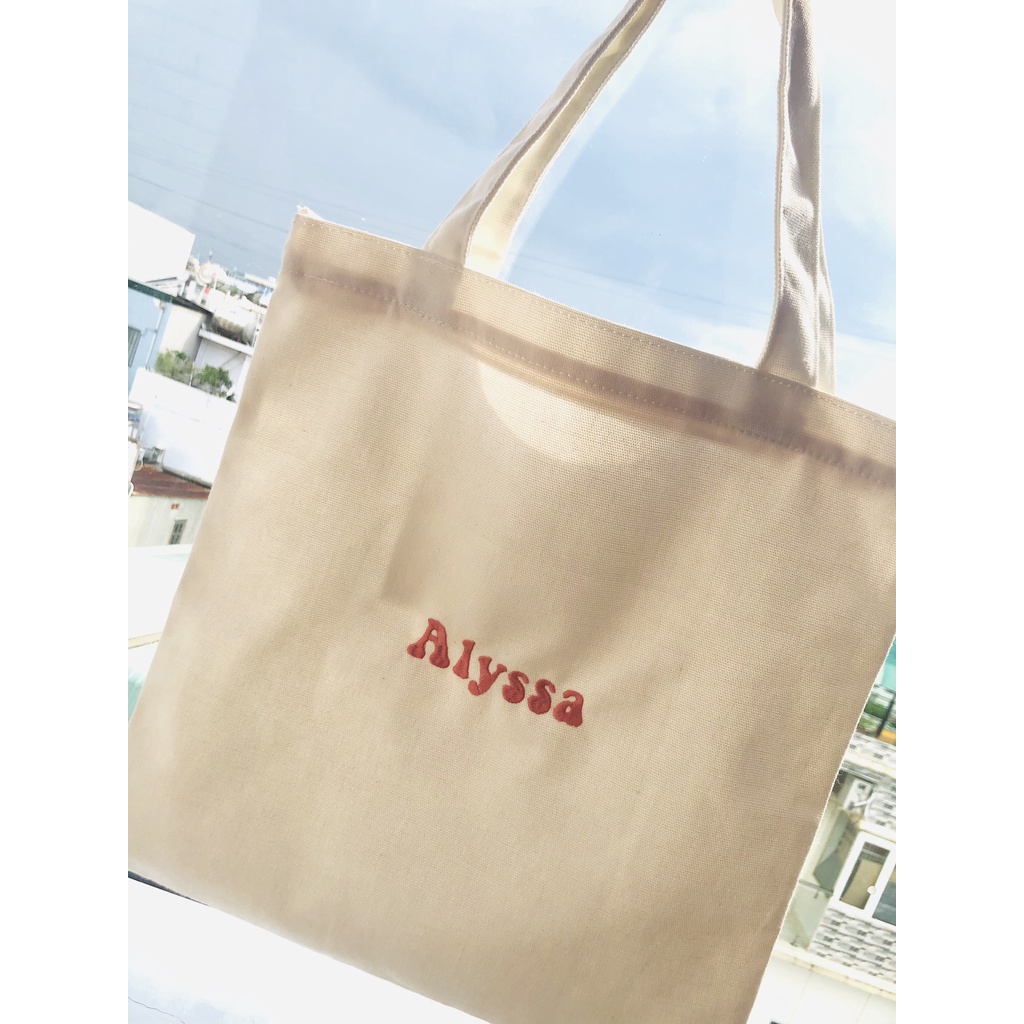 Túi Tote Canvas Thêu Tên Theo Yêu Cầu