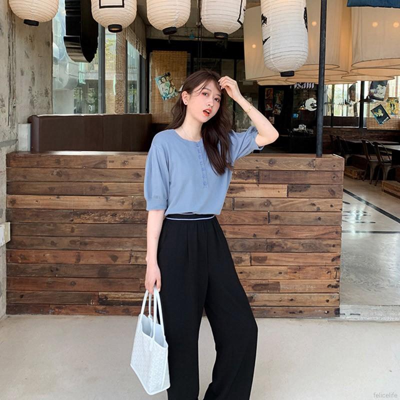 Áo thun nữ tay ngắn cổ tròn màu trơn