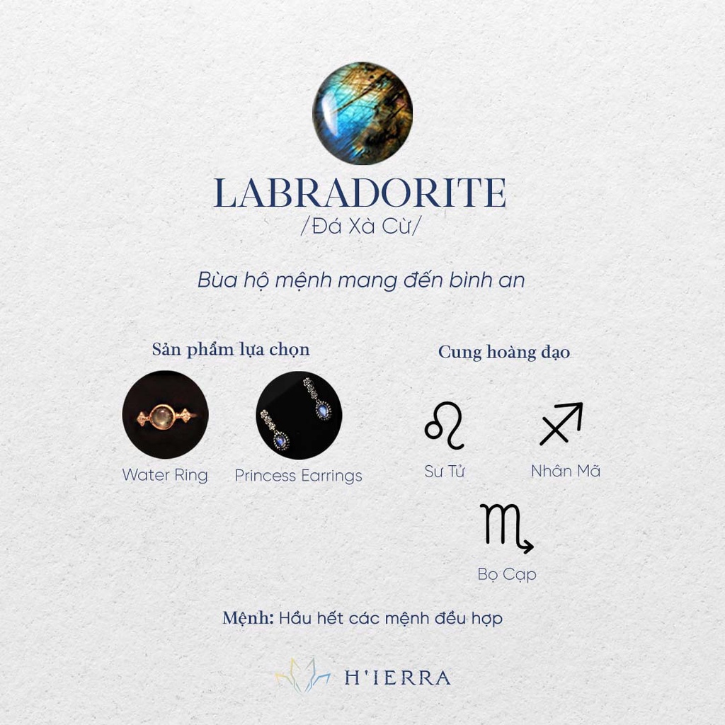 Nhẫn Bạc Nữ H'ierra Water Ring đính đá Opal / Moonstone / Labradorite | BST Down-To-Earth