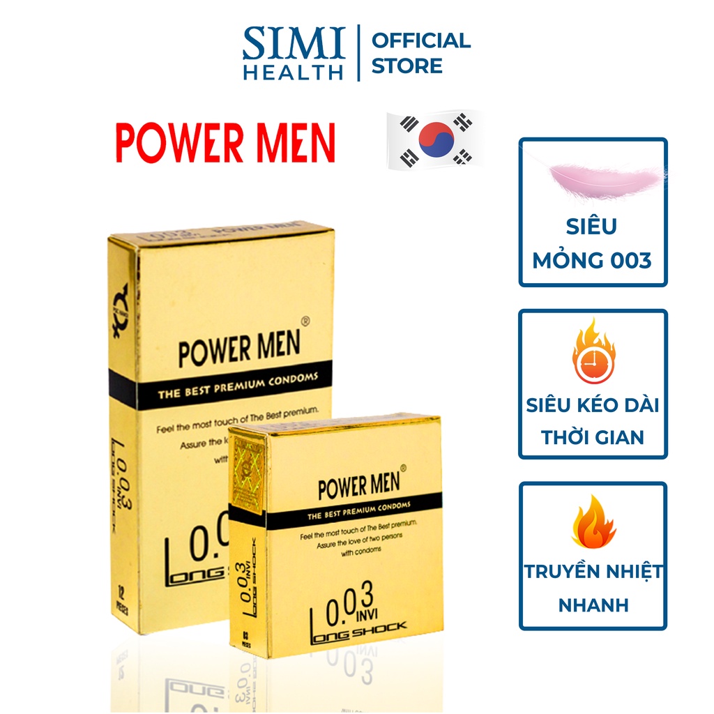 Bao cao su siêu mỏng POWER MEN 0.03 INVI kéo dài thời gian quan hệ chống