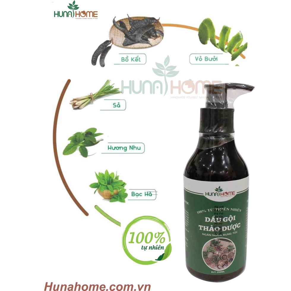 Dầu gội đầu trên 12 loại thảo dược Huna’s Home 250ml