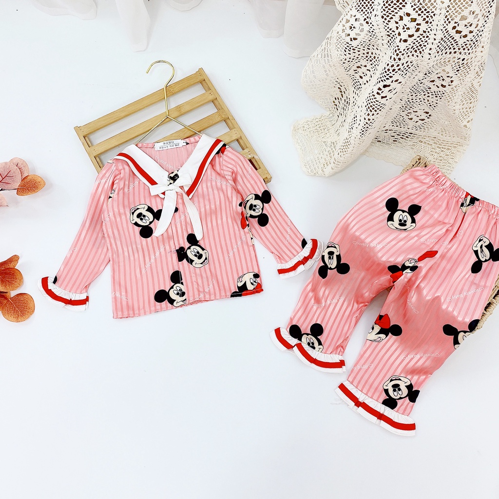 Bộ Quần Áo Mặc Nhà Cho Bé Gái Pijama Lụa Tiểu Thư - BPN18 - Babi mama