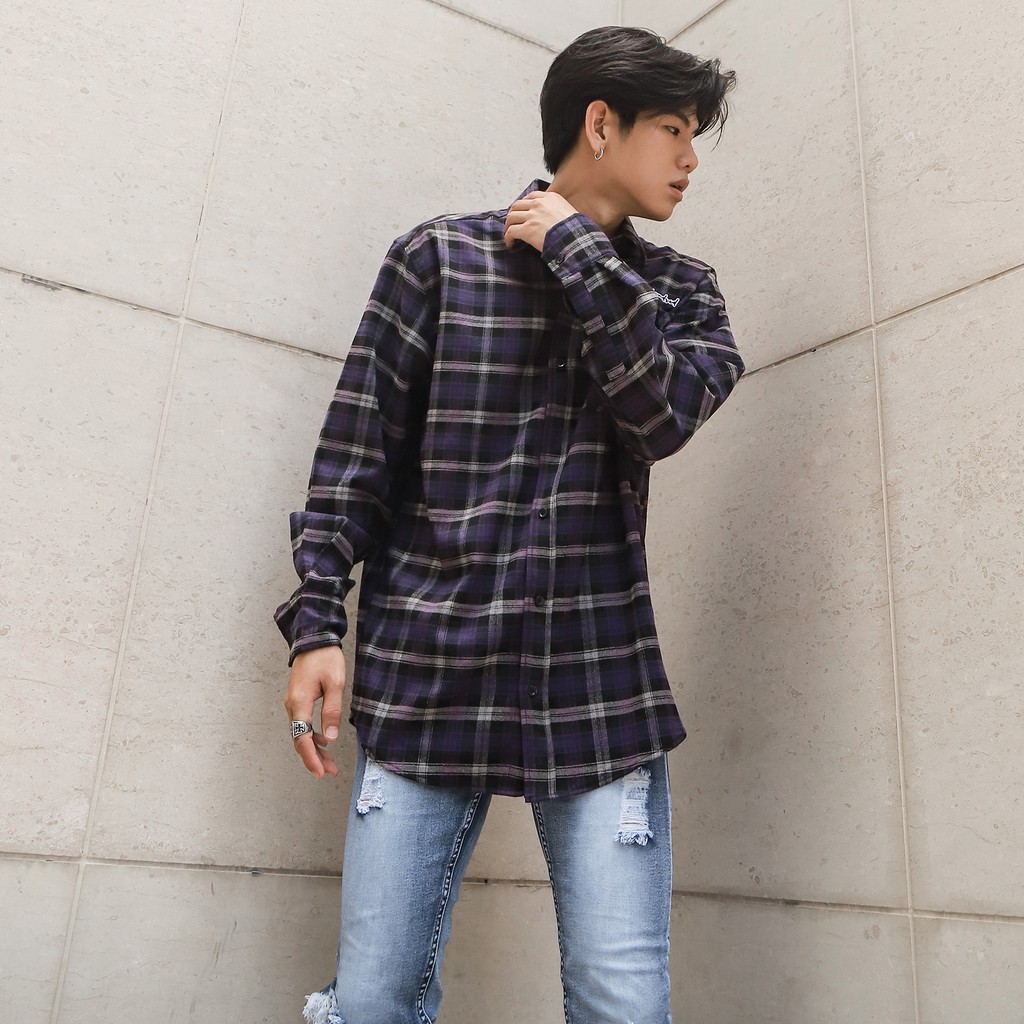 Áo Sơ Mi Flannel Three Hundred Màu Tím | BigBuy360 - bigbuy360.vn