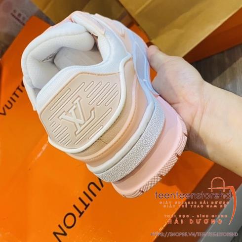 Giày thể thao nữ louis vuitton hồng nhạt , Giày LV Trainer Sneaker hồng. Giày LV hồng size 36-39