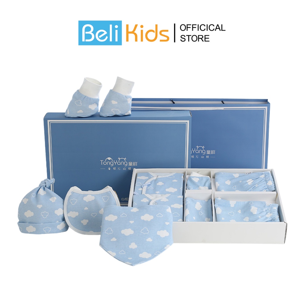 Set Đồ Bộ Sơ Sinh 10 Món Qùa Tặng Beli Kids Cho Bé Trai Bé Gái Chất Liệu Cotton 100% PC34