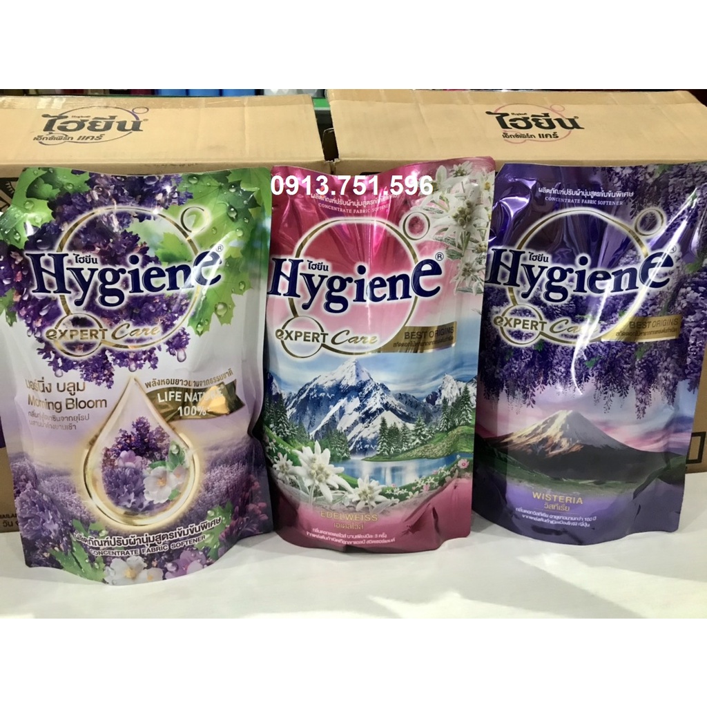 Nước xả đậm đặc siêu thơm Hygiene túi 1.300ml Thái Lan