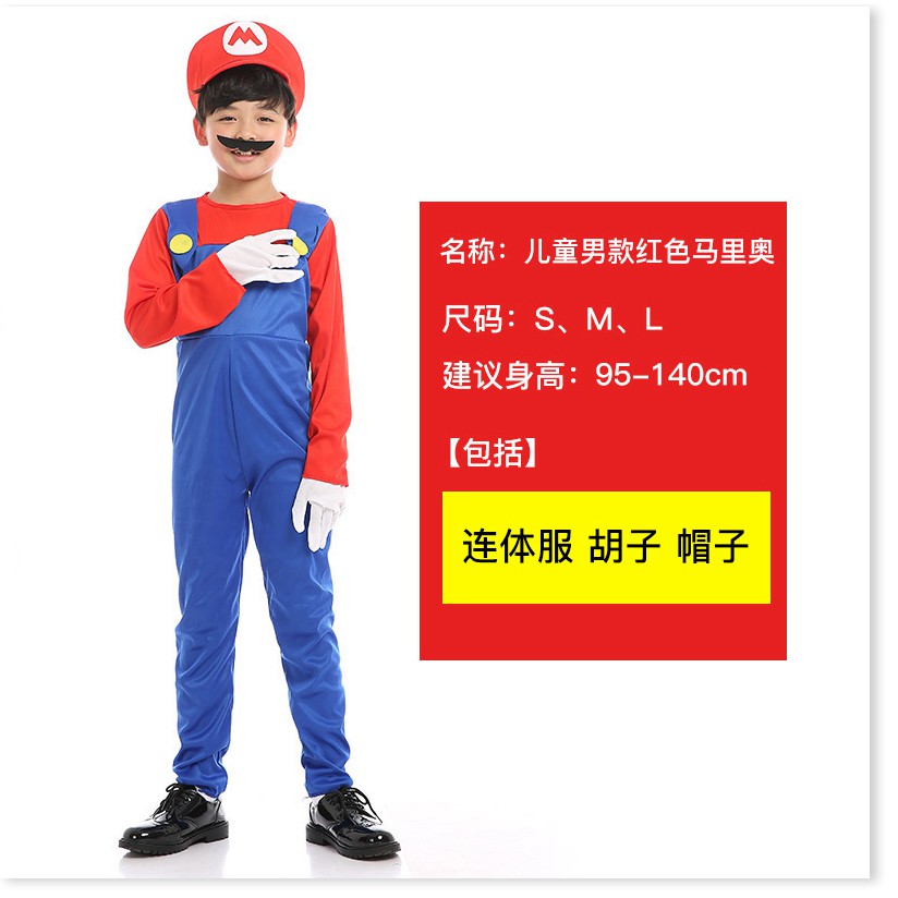 Halloween cosplay trang phục anime cha mẹ-con đóng vai trẻ em Quần áo Mario Trang phục Super Mario