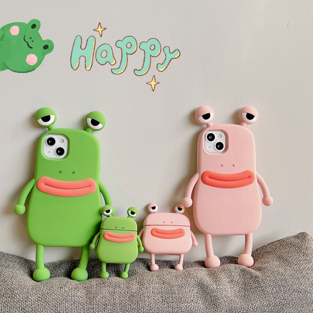 Vỏ Bảo Vệ Hộp Sạc Tai Nghe Airpods 1 2 3 Pro Chống Sốc Hình Ếch Xúc Xích Dễ Thương