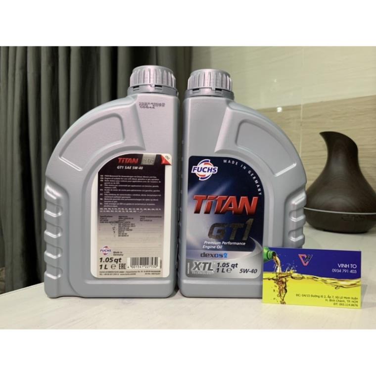 Nhớt Xe Ô Tô, TAY GA Fuchs Titan GT1 XTL, 5W40, API SN, DEXOS2, 100% Tổng hợp, Tem 3 Lớp