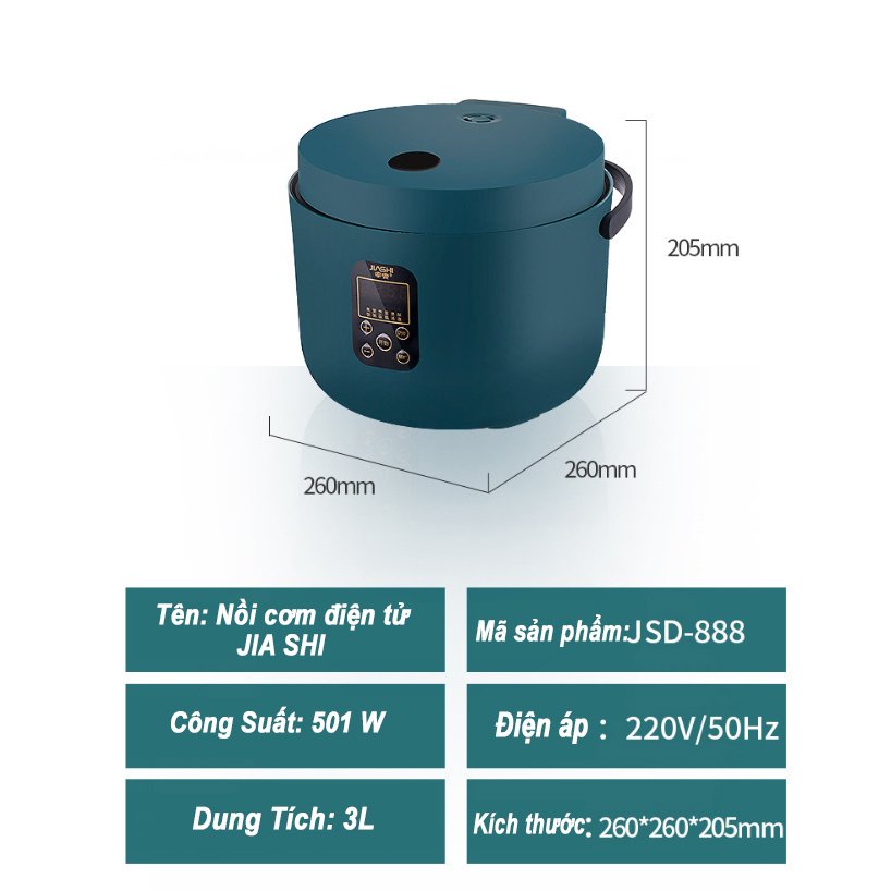 Nồi Cơm Điện Tử Mini Đa Năng Giá Rẻ JIASHI 3/5L 6 Chức Năng Cho 1-3 Người Hàng Nội Địa Cao Cấp NCD03