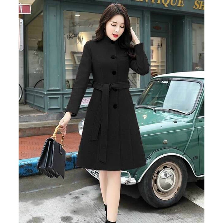 Áo Khoác Dạ Phom Dài Cô Trụ Phối Nút Quý Cô Cực Ấm BY4473