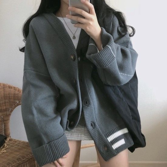 Áo Khoác Cardigan Cổ Chữ V Phong Cách Hàn Quốc Nữ Tính