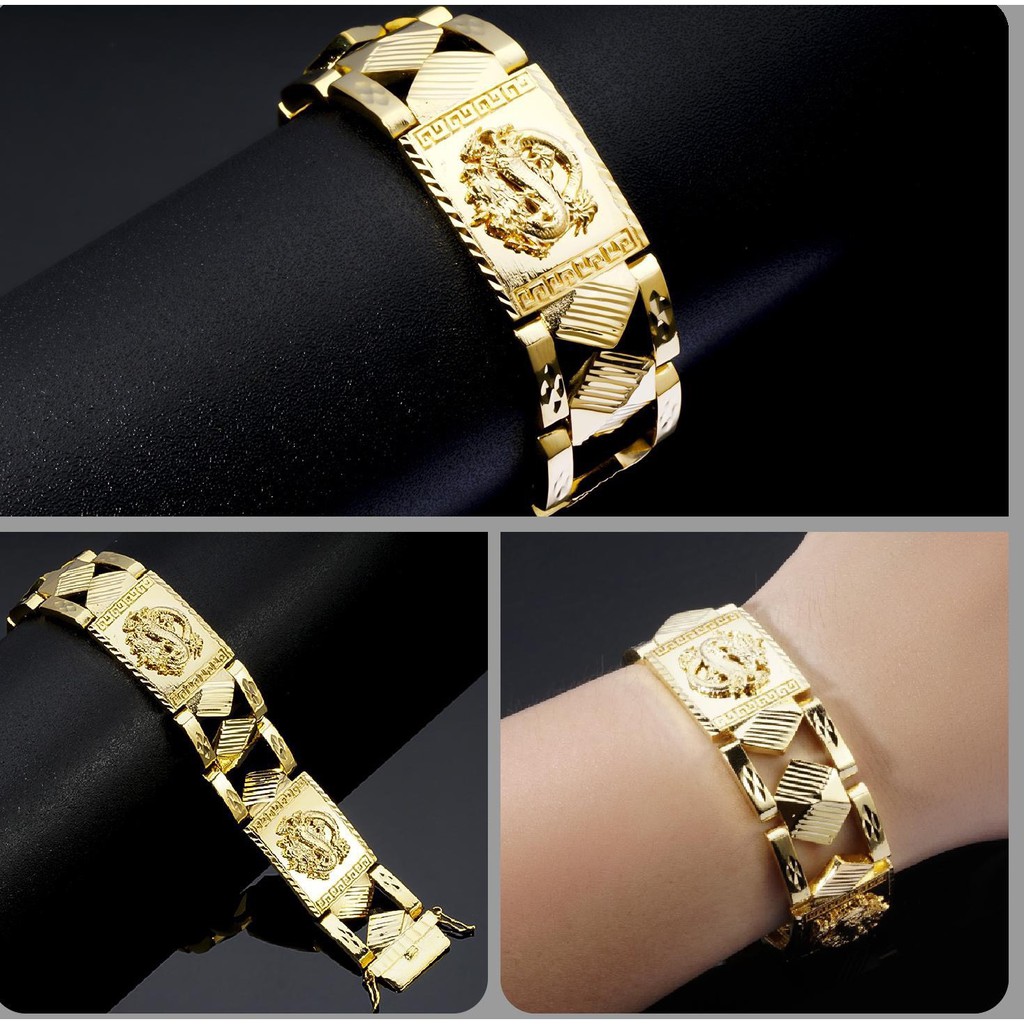 Lắc Tay Nam Mạ Vàng 18K Chạm Dragon Mẫu 01 - 10017.03 - Đi Chơi, Dự Tiệc Rất Ngầu - Bao Đổi Tra Trong Vòng 07 Ngày