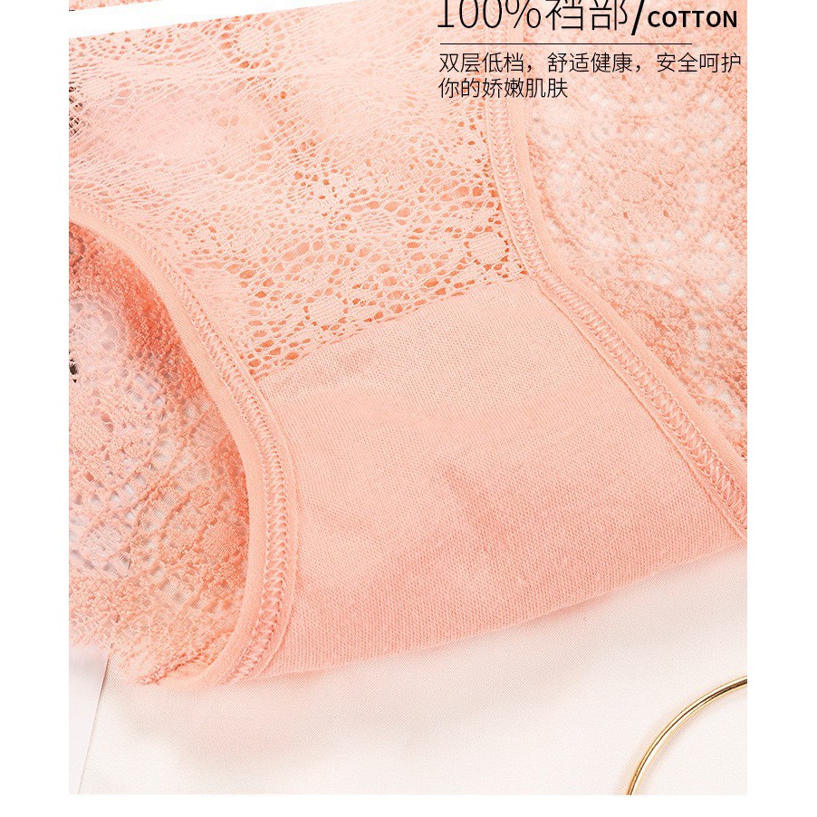 Quần Lót Ren Nữ xuất âu cao cấp một mảnh viền bèo thiết kế ren phối hoa Mẫu 802