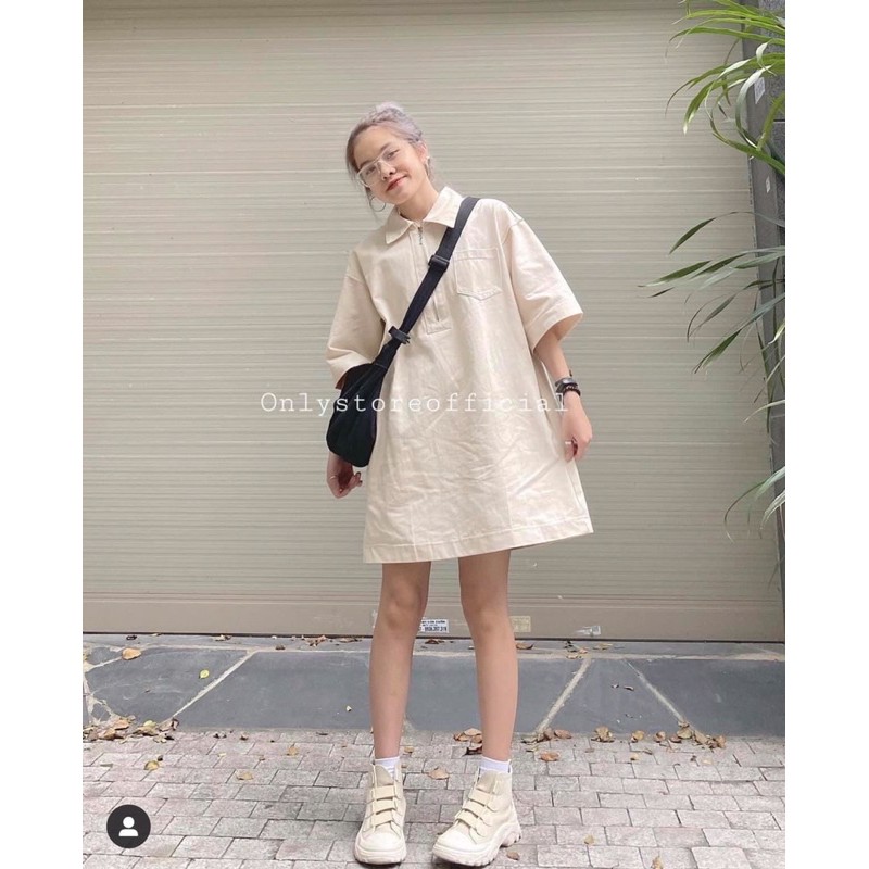 Váy be kaki dáng giấu quần