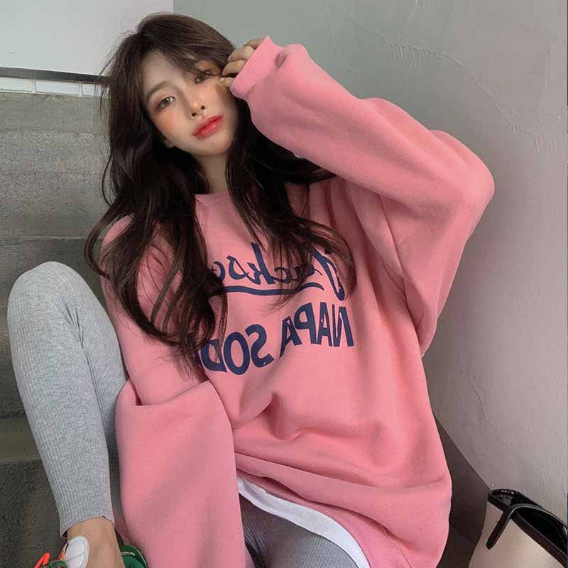 NRVP Áo Hoodie Dáng Rộng Thời Trang Hàn Quốc Đơn Giản Cá Tính Cho Nữ