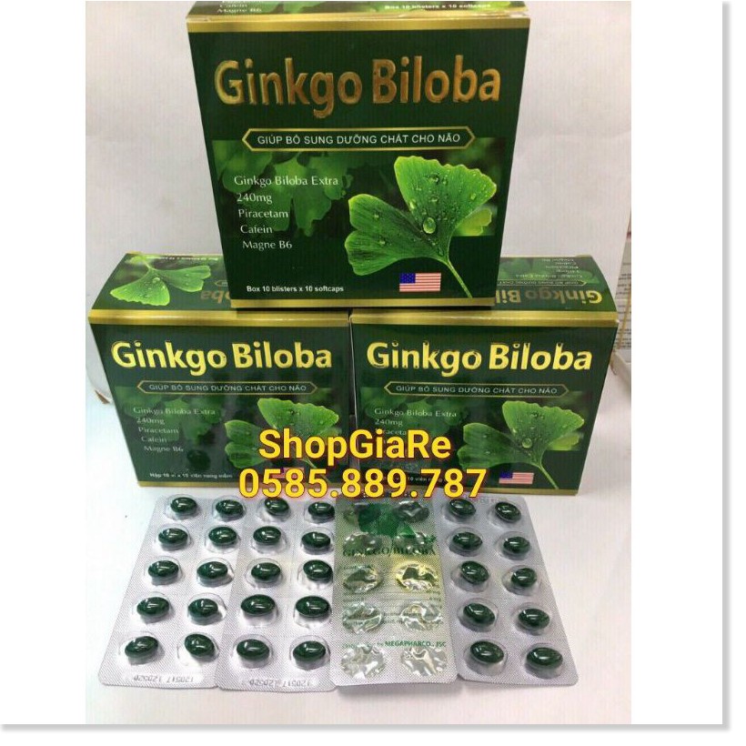 Ginkgo Biloba 240mg Bổ Sung Dưỡng Chất Cho Não, hoạt huyết dưỡng não hộp 100 viên