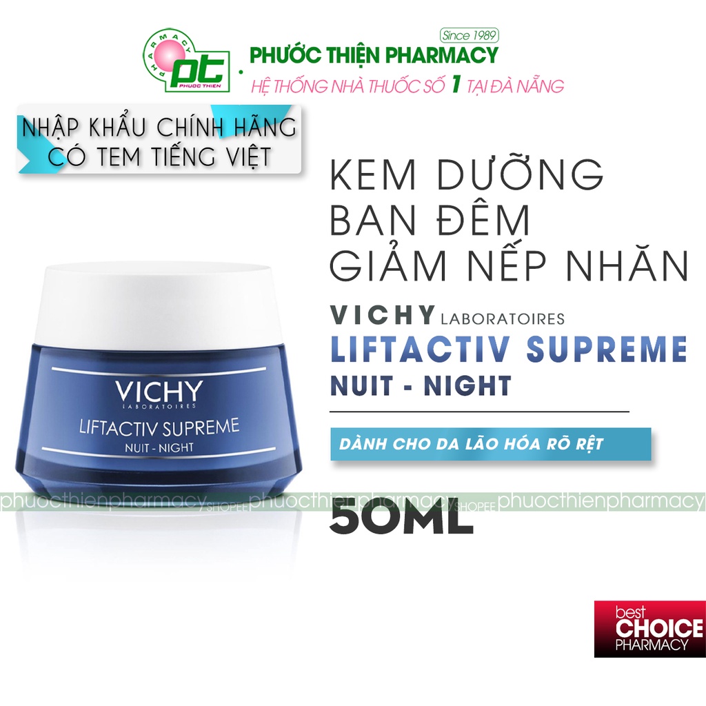 Kem dưỡng da ban đêm giúp trẻ hóa da, ngăn ngừa lão hóa Vichy Liftactiv Night Supreme 50ml