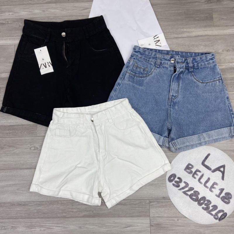 Quần short jean quần bò sooc đùi xắn gấu cạp cao lưng cao gập gấu cá tính
