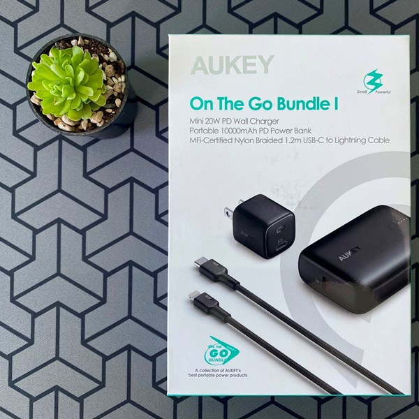 Combo 3 Sản Phẩm Trọn Bộ Sạc Nhanh iPhone 12 Series, iPhone 13 Series AUKEY TK-2 On The Go Bundle - Hàng Chính Hãng