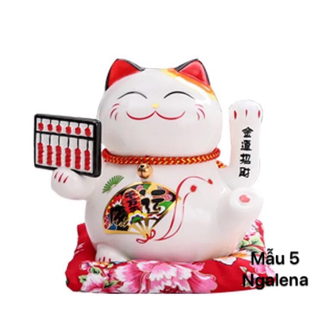 Mèo thần tài may mắn Maneki Neko 16cm vẫy tay (kèm pin và đệm)