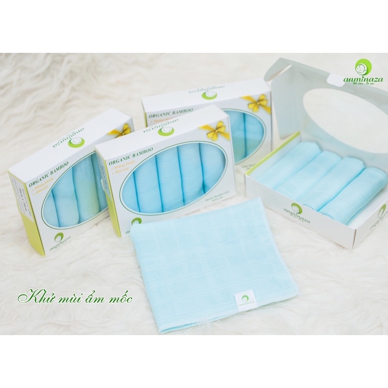 Anminaza - Set 5 khăn sữa sợi tre lụa cao cấp mềm mịn, kháng khuẩn, siêu thấm hút