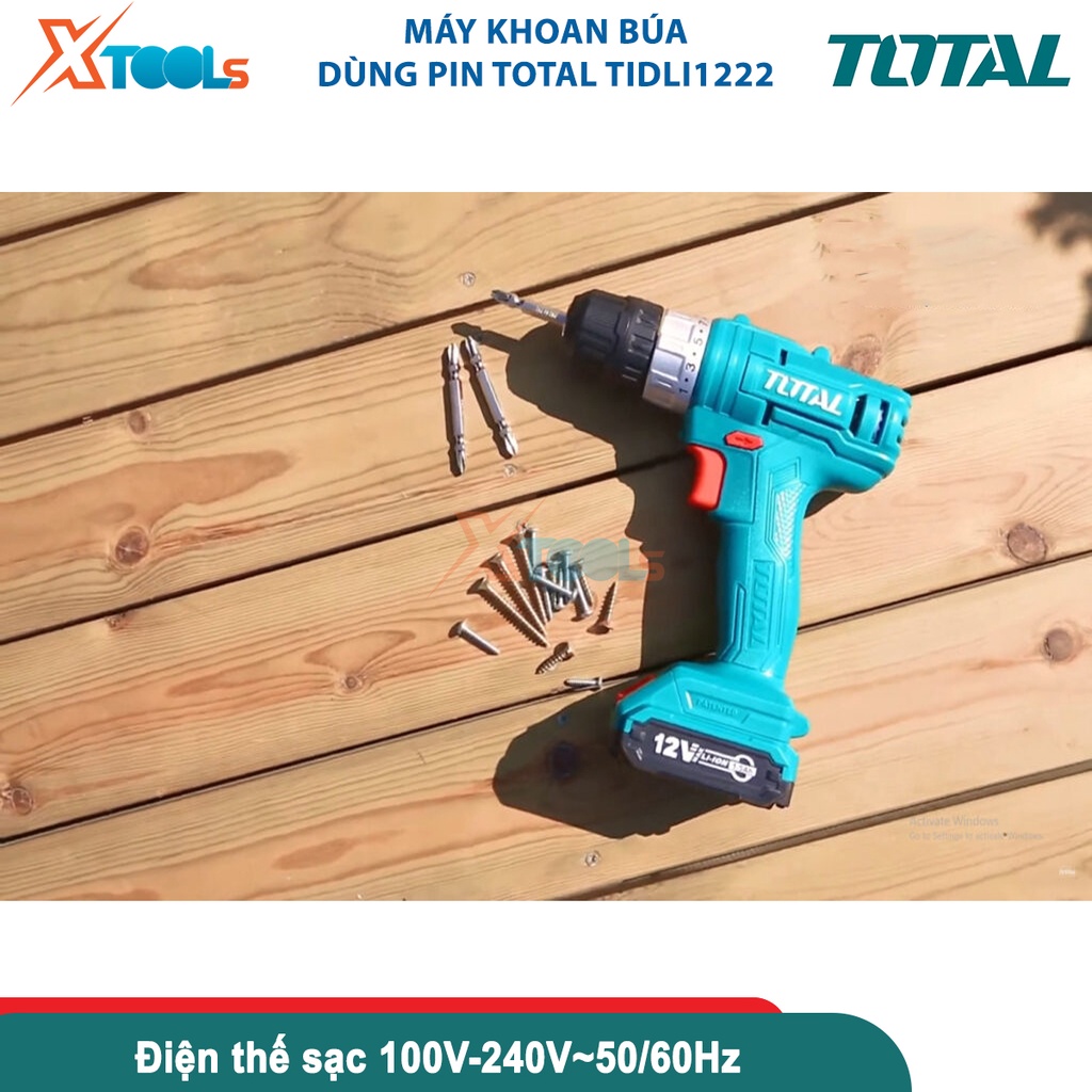 Máy khoan búa 12v Total TIDLI1222, lực mô men quay tối đa 25nm, lực búa tối đa 0-5500/0-20000bpm [CHÍNH HÃNG][XTOOLS]