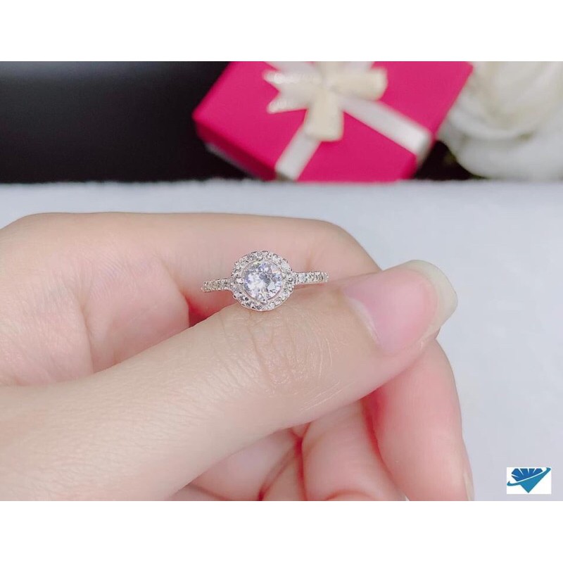 NHẪN NỮ MẶT ĐÁ TRÒN BẠC TA