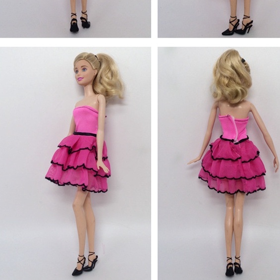 Váy hồng dành cho búp bê barbie 30cm phụ kiện búp bê ANDATOY AD972