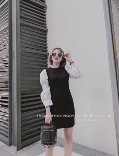 Váy len tay sơ mi khuy