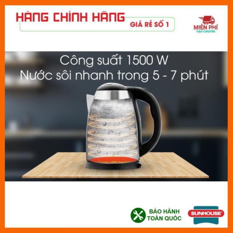 ẤM SIÊU TỐC, BÌNH ĐUN SIÊU TỐC SUNHOUSE SHD1182, 1,8 LÍT, INOX 2 LỚP, ĐUN SÔI NHANH, TỰ ĐỘNG NGẮT KHI SÔI.