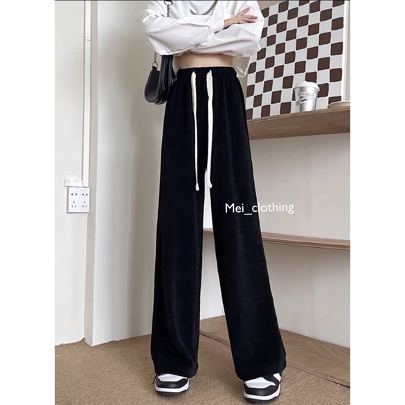 [Ảnh thật/sẵn] Quần suông nỉ tăm ulzzang dày dặn