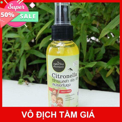 XỊT KHOÁNG CHỐNG MUỖI, CÔN TRÙNG TỪ CÂY SẢ VÀ THẢO DƯỢC THÁI LAN 100ml