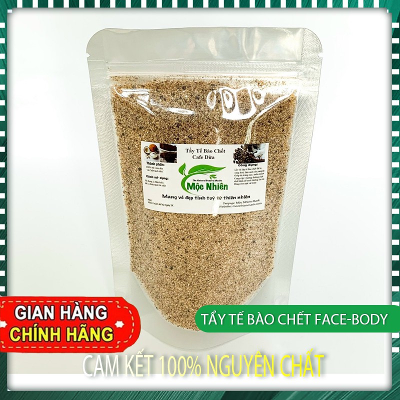 Tẩy tế bào chết cafe Dừa Mộc Nhiên-100g [tẩy tế bào chết BODY vs FACE, giảm mụn lưng]