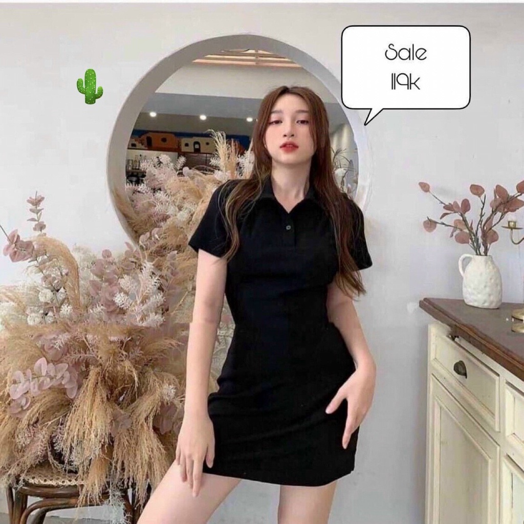 [MÃ TH6 GIẢM 20% TỐI ĐA 30K ĐƠN 500K]Váy Polo Trơn Nữ 🌸 Đầm dáng suông polo chất cotton | BigBuy360 - bigbuy360.vn