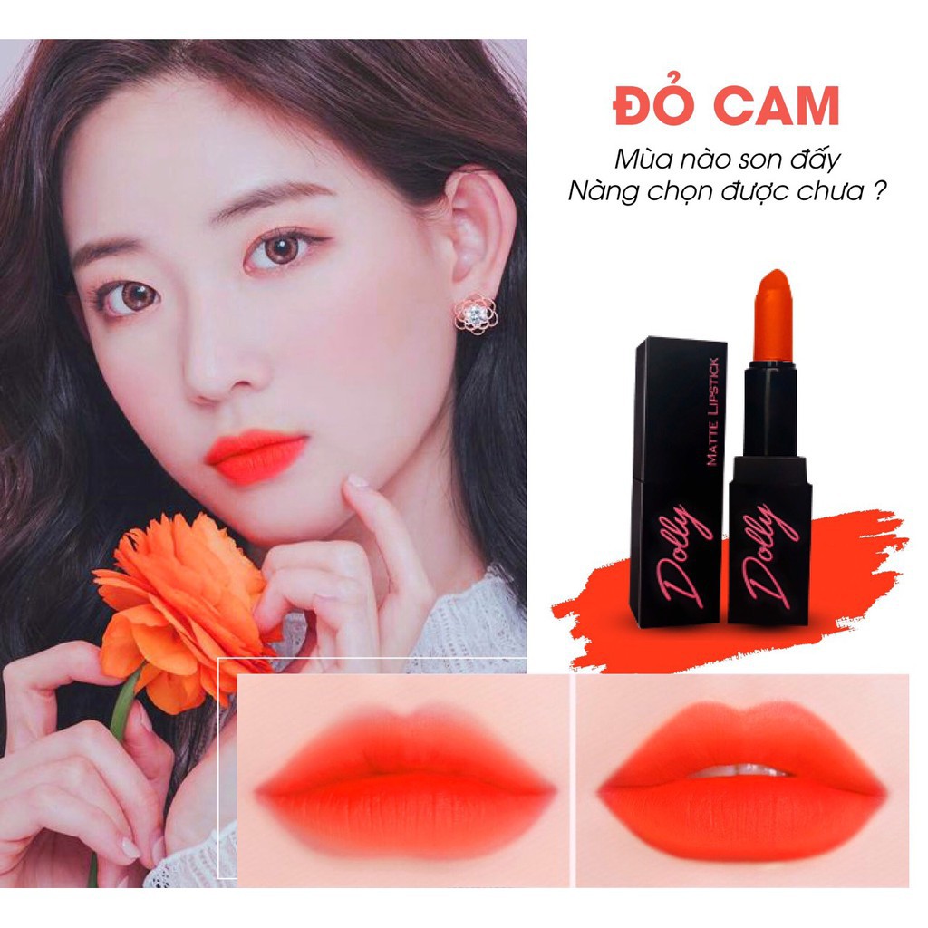 Son Sáp Phủ Phấn Dolly Không Chì Màu Đỏ Cam