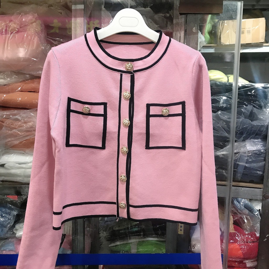  Áo jennie blackpink Cardigan Dệt Kim Tay Dài Màu Hồng Phong Cách Đáng Yêu Cho Nữ