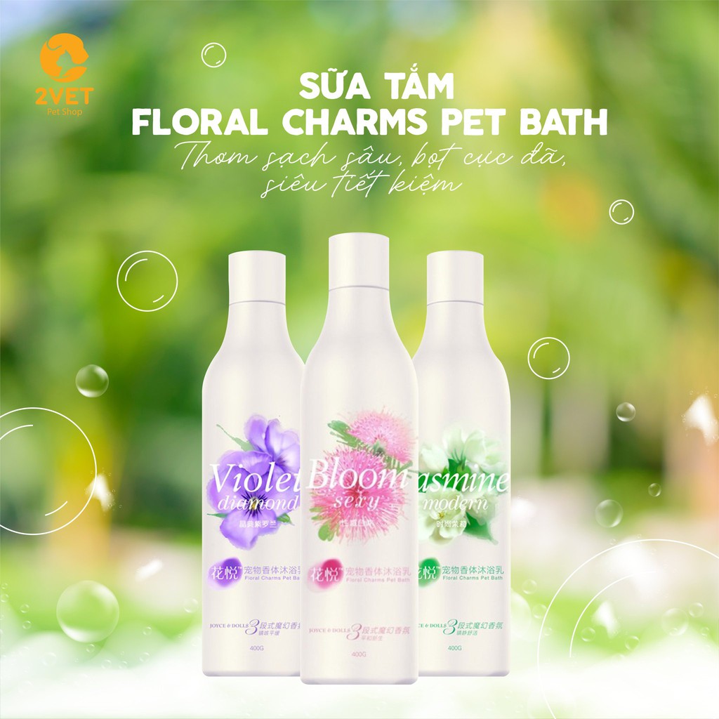 Sữa Tắm Hương Nước Hoa Dành Cho Thú Cưng - Floral Charms Pet Bath - Thể Tích 400ml (Chai) - Chăm Sóc Thú Cưng - Vật Nuôi