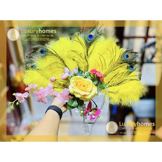 Quạt lông và hoa (mẫu ngẫu nhiên), oản thờ, oản tài lộc vật tư phụ kiện làm Oản |Oản ngọc |Oản tài lộc | LU