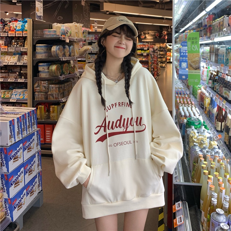 ZHELIHANGFEI Áo Hoodie Tay Dài Họa Tiết In Theo Phong Cách Preppy