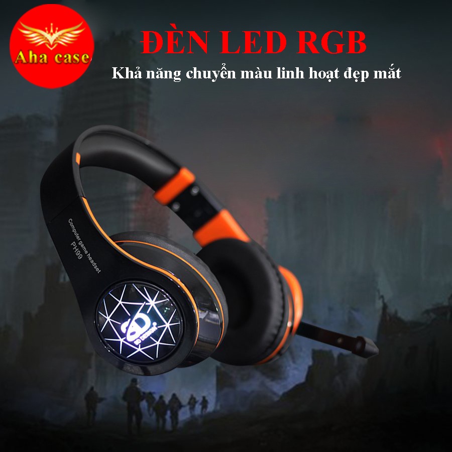 Tai nghe game thủ chụp tai chính hãng SD Design PH 99 - Tay nghe gaming có mic có đèn LED cho máy tính, điện thoại