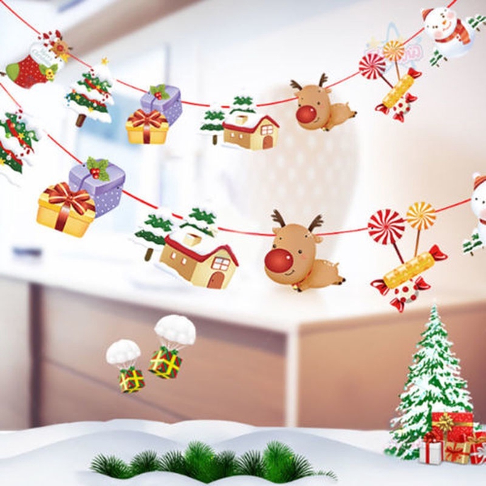 Banner trang trí phong cách Giáng Sinh hình người tuyết và ông già Noel nhiều kiểu tùy chọn