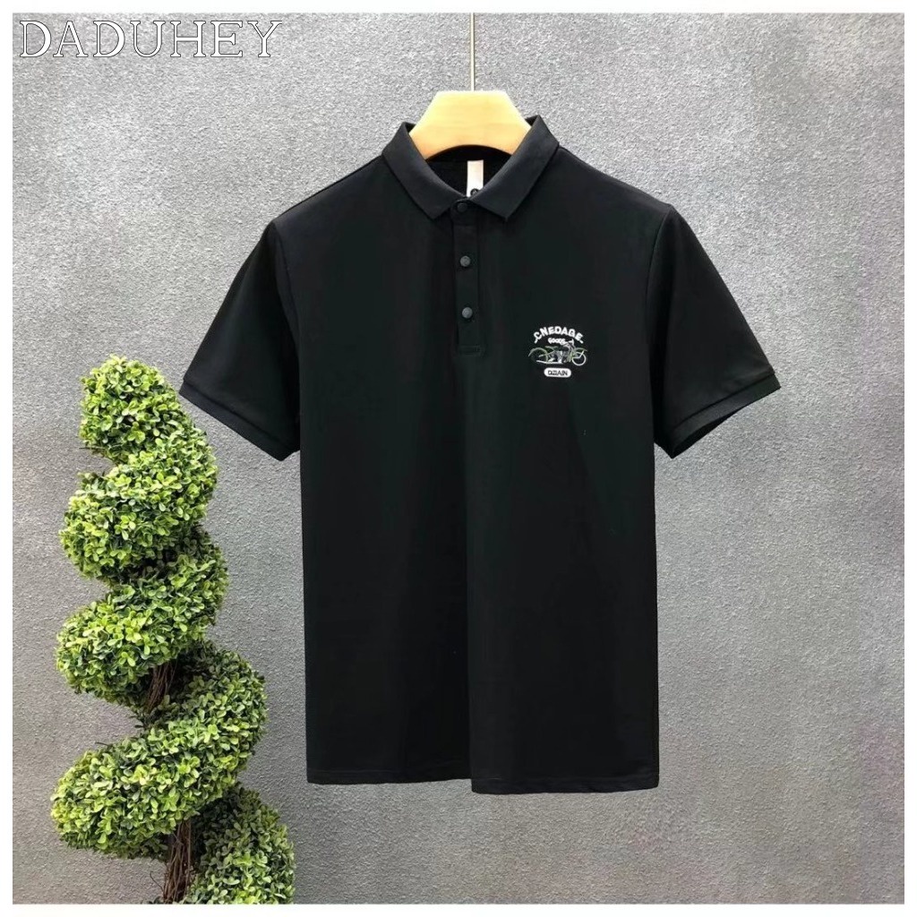 DaDuHey Men's Fashionable Loose Half-Sleeve Polo Shirt Fashionable All-Matching Summer Lapels Fashion Brand Short Sleeve Top