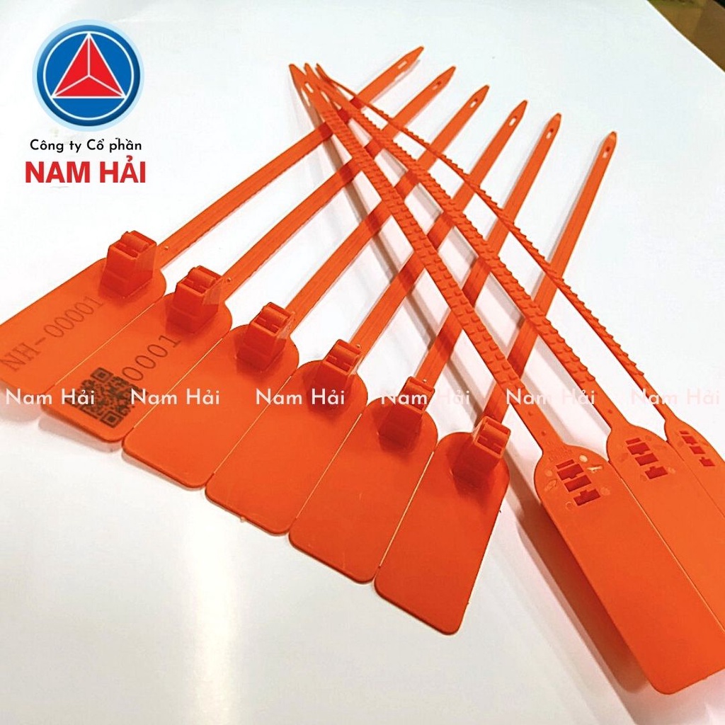 Set 50 seal niêm phong dây nhựa răng cưa “2 lõi khóa” 35cm, In sẵn số Seri