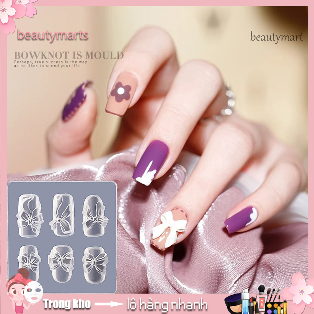 [Hàng mới về] Khuôn Tạo Hình Trang Trí Móng Hình Nơ 3D Bằng silicon Có Thể Tái Sử Dụng